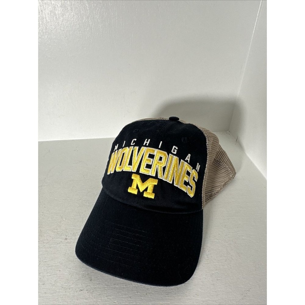 Michigan Wolverines Collegiate Blue Tan Adjustable Strap Hat Cap Unisex Adult